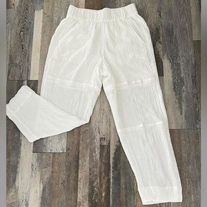 Tommy Hilfiger White Linen Pull-On Boyfriend Trousers Pants